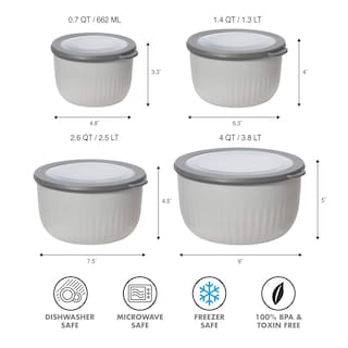 Foto 5 | Cuenco De Plástico Para Preparar, Almacenar Y Servir Oggi, 1,3 Litros, Gris, Con Tapa - Venta Internacional.