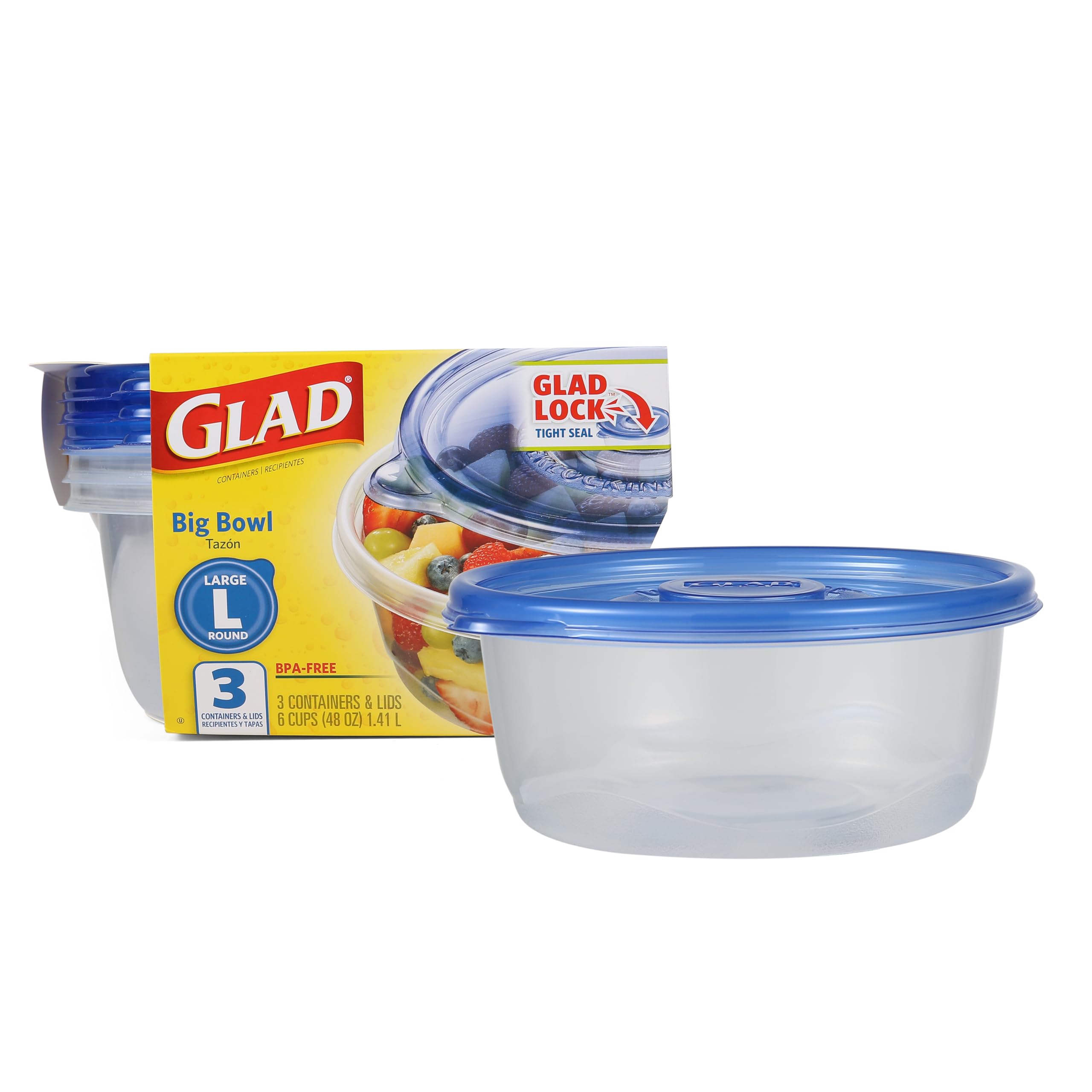 Foto 2 pulgar | Contenedor De Almacenamiento De Alimentos Glad Gladware Big Bowl 1.4 L, Juego De 3 - Venta Internacional.