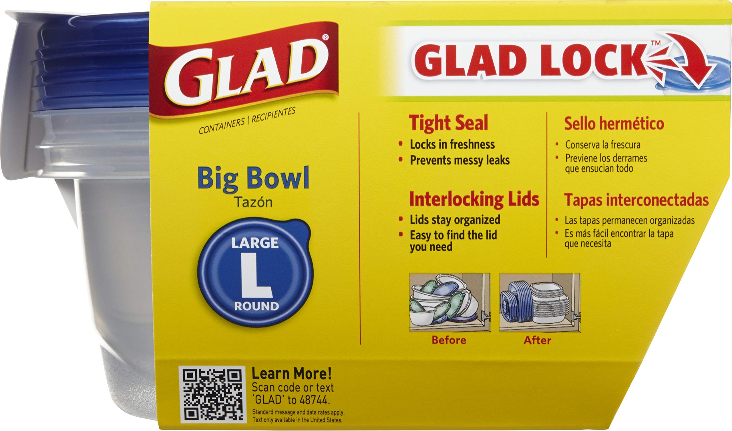 Foto 3 pulgar | Contenedor De Almacenamiento De Alimentos Glad Gladware Big Bowl 1.4 L, Juego De 3 - Venta Internacional.