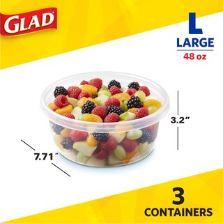 Foto 5 | Contenedor De Almacenamiento De Alimentos Glad Gladware Big Bowl 1.4 L, Juego De 3 - Venta Internacional.