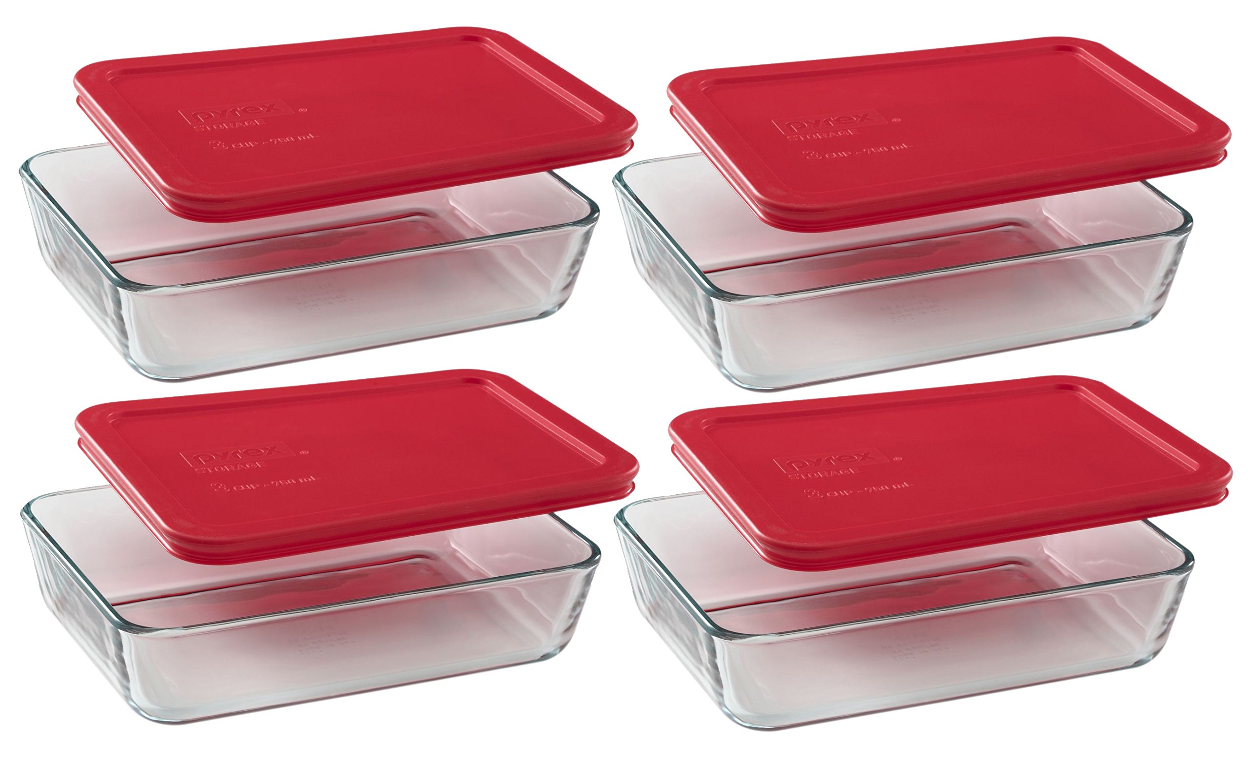 Foto 2 pulgar | Food Storage Pyrex Rectangular De 3 Tazas (paquete De 4), Vaso Con Tapa - Venta Internacional.