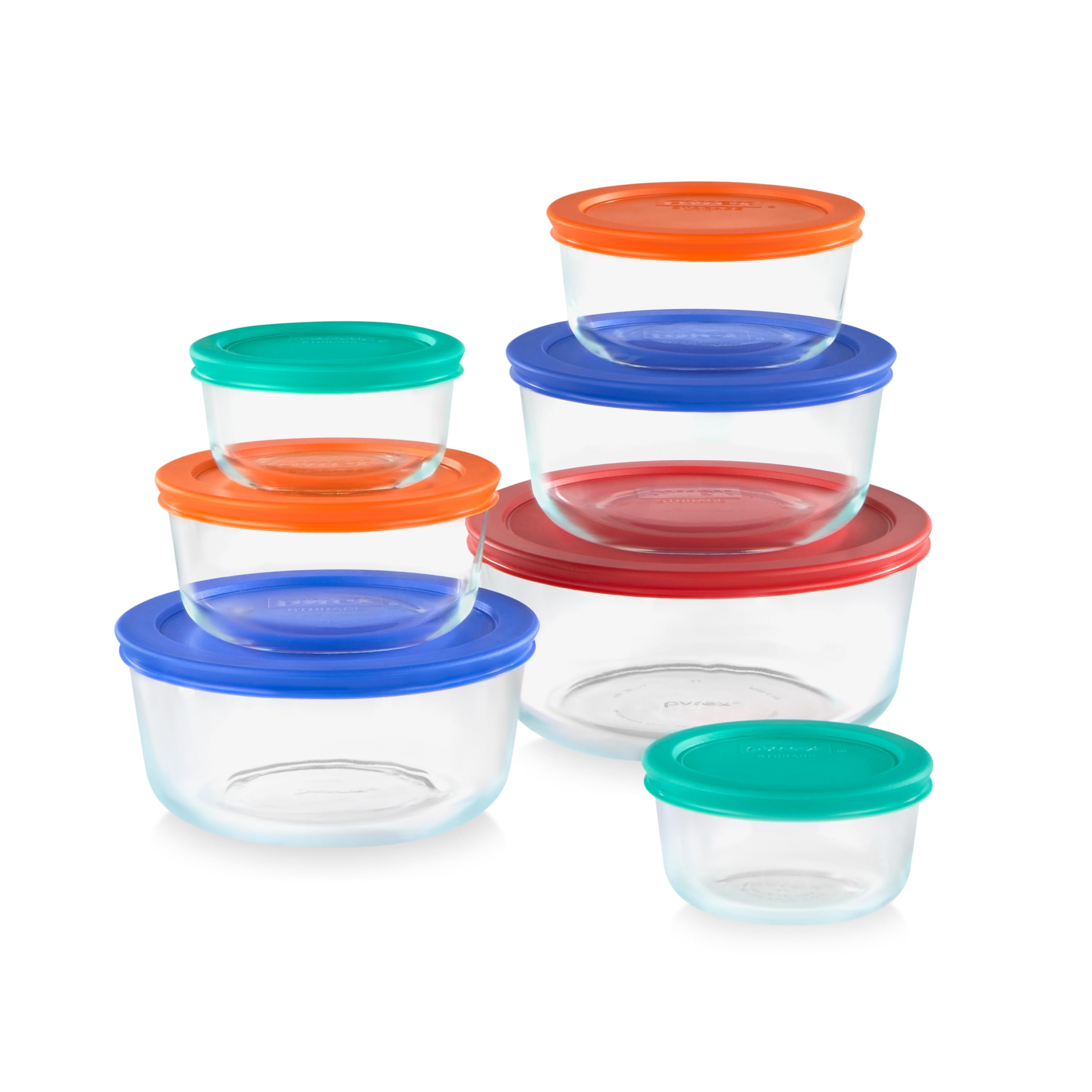 Set De Almacenamiento De Alimentos Pyrex De 14 Piezas De Vidrio Para 7, 4, 2 Y 1 Taza Con Tapas - Venta Internacional.