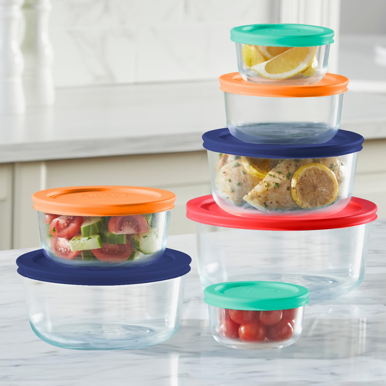 Foto 3 pulgar | Set De Almacenamiento De Alimentos Pyrex De 14 Piezas De Vidrio Para 7, 4, 2 Y 1 Taza Con Tapas - Venta Internacional.