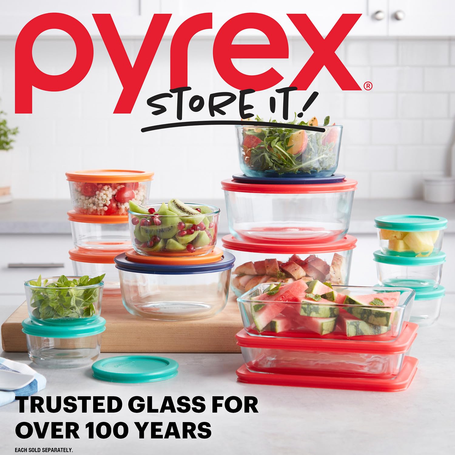 Foto 6 pulgar | Set De Almacenamiento De Alimentos Pyrex De 14 Piezas De Vidrio Para 7, 4, 2 Y 1 Taza Con Tapas - Venta Internacional.