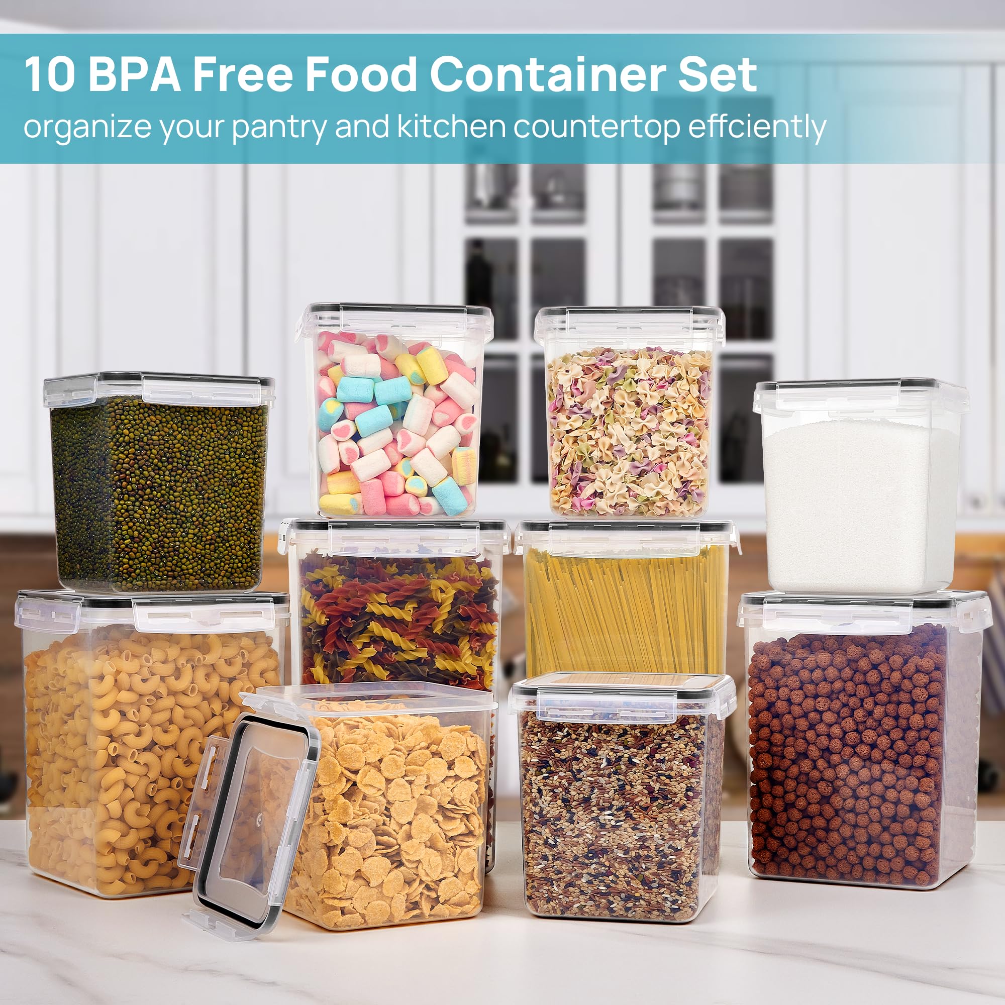 Foto 3 pulgar | Recipiente De Almacenamiento De Alimentos Vtopmart, Harina Y Azúcar, 10 Unidades, Sin Bpa - Venta Internacional.