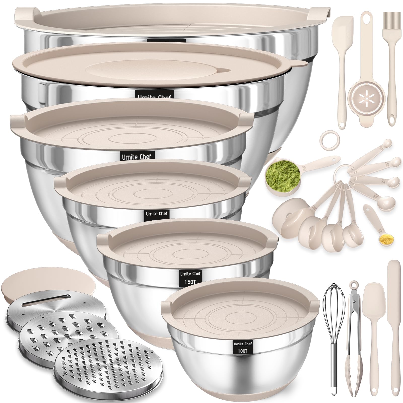 Foto 1 | Juego De Cuencos Para Mezclar Umite Chef De Acero Inoxidable Con Tapas Herméticas - Venta Internacional.