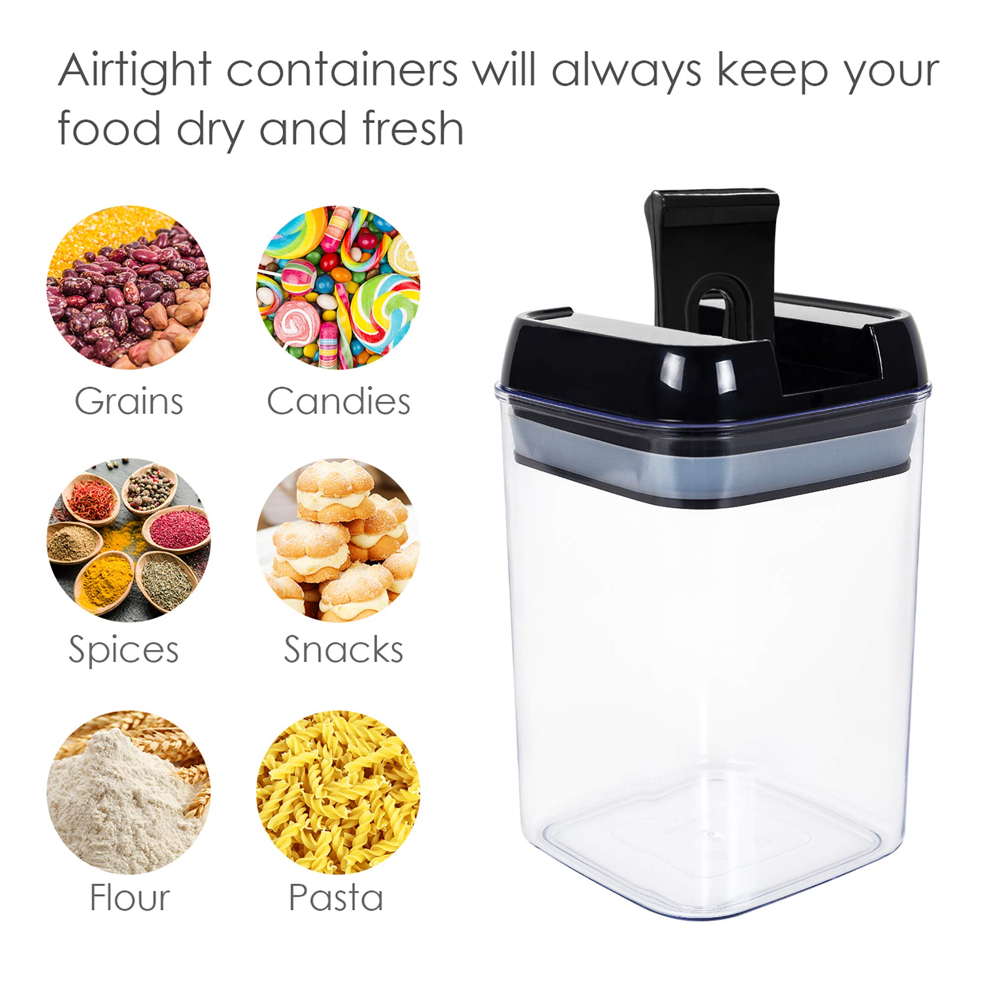 Foto 4 pulgar | Recipientes De Almacenamiento De Alimentos Vtopmart, 7 Piezas, Sin Bpa, Negros - Venta Internacional.