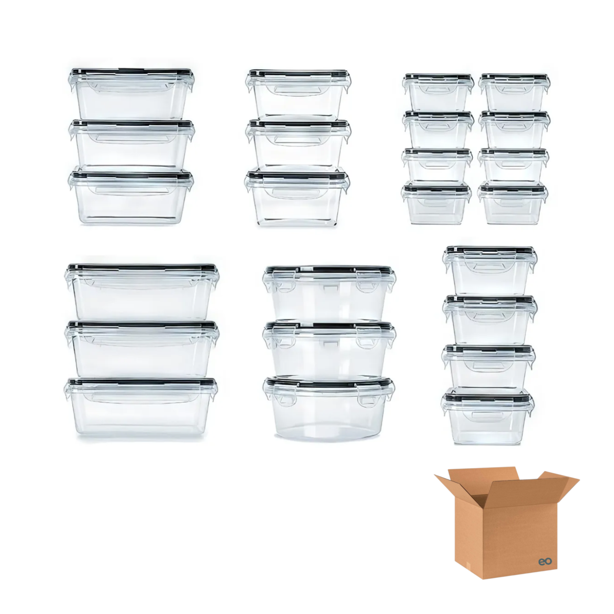 Foto 1 | Set 24 Recipientes Herméticos Plástico Almacenamiento Cocina Eo Safe Imports Esi-18938 Color Blanco