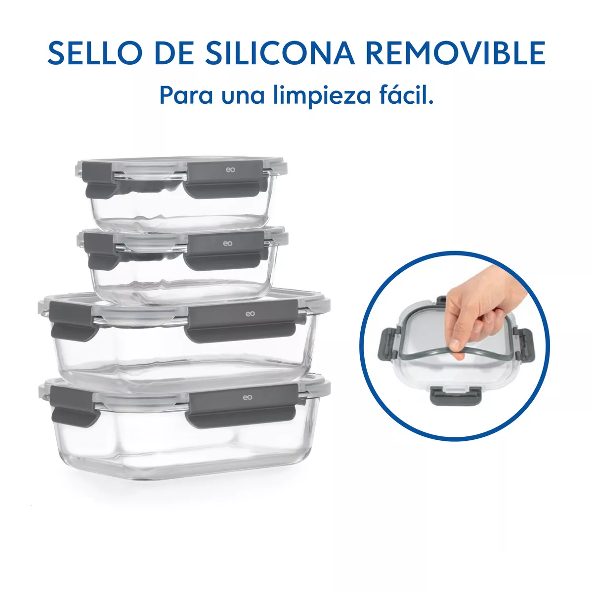 Foto 3 pulgar | Contenedores Tóper De Vidrio Herméticos Con Tapa Juego 12 Recipientes Eo Safe Imports Esi-18936 Gris