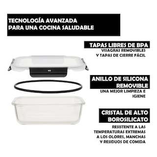 Foto 2 | Juego De 4 Contenedores Recipientes Grandes De Vidrio Para Comida Eo Safe Imports Esi-18937 Color Negro