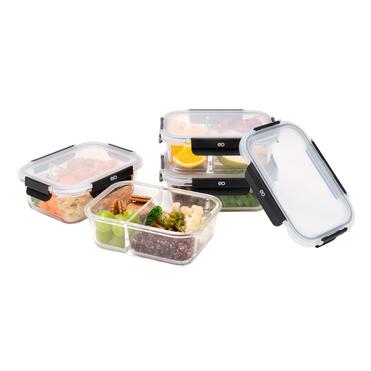 Foto 4 | Juego De 4 Contenedores Recipientes Grandes De Vidrio Para Comida Eo Safe Imports Esi-18937 Color Negro
