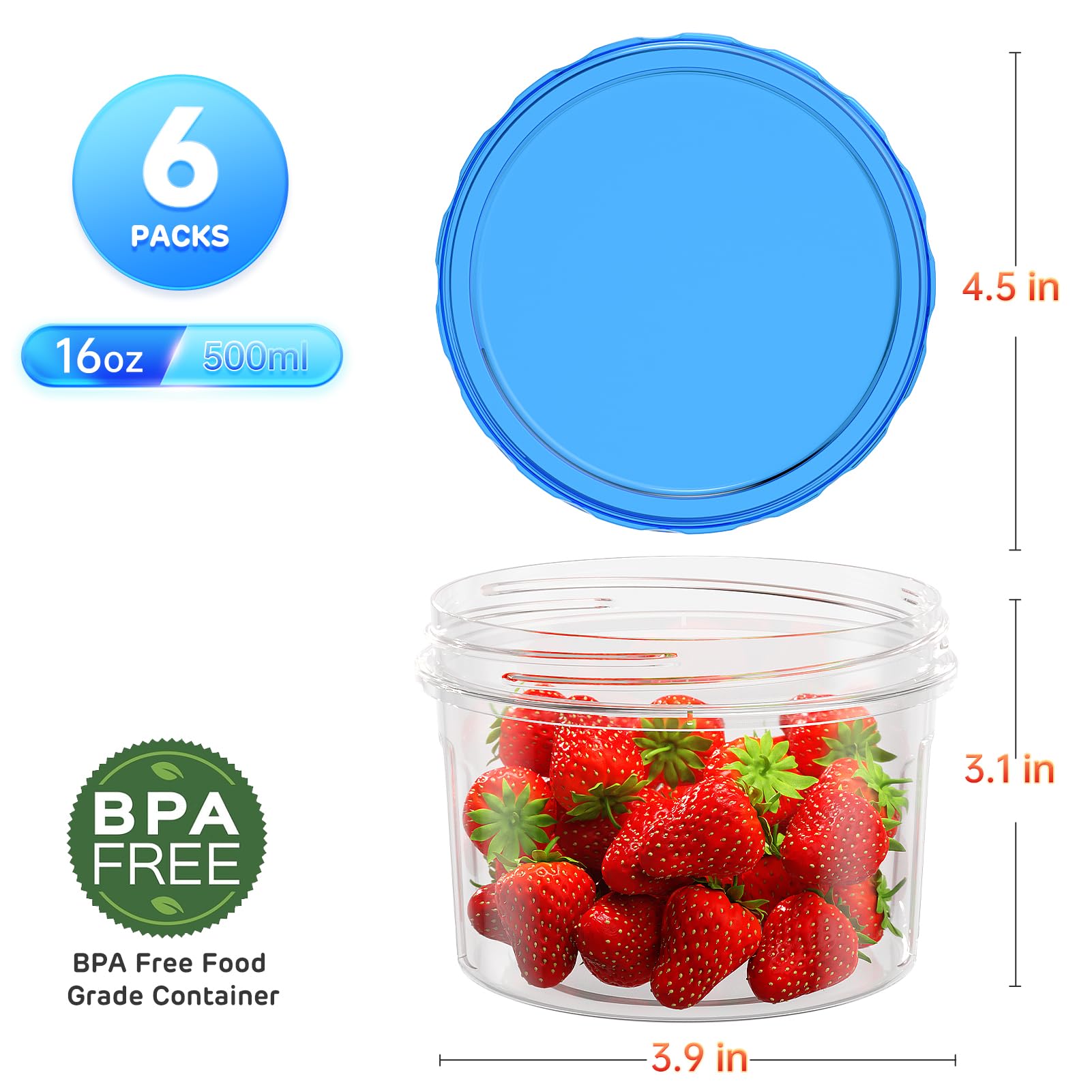 Foto 3 pulgar | Contenedores De Almacenamiento Para Congelador Hometall, Paquete De 6, 500 Ml, Sin Bpa - Venta Internacional.