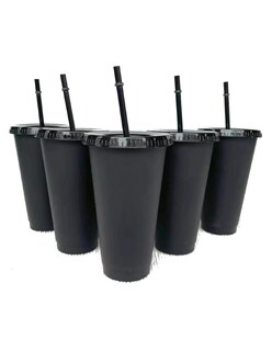 Foto 4 | 10 Vasos Negros Reutilizables Con Tapa 710ml + Gratis Termo Güish De Regalo