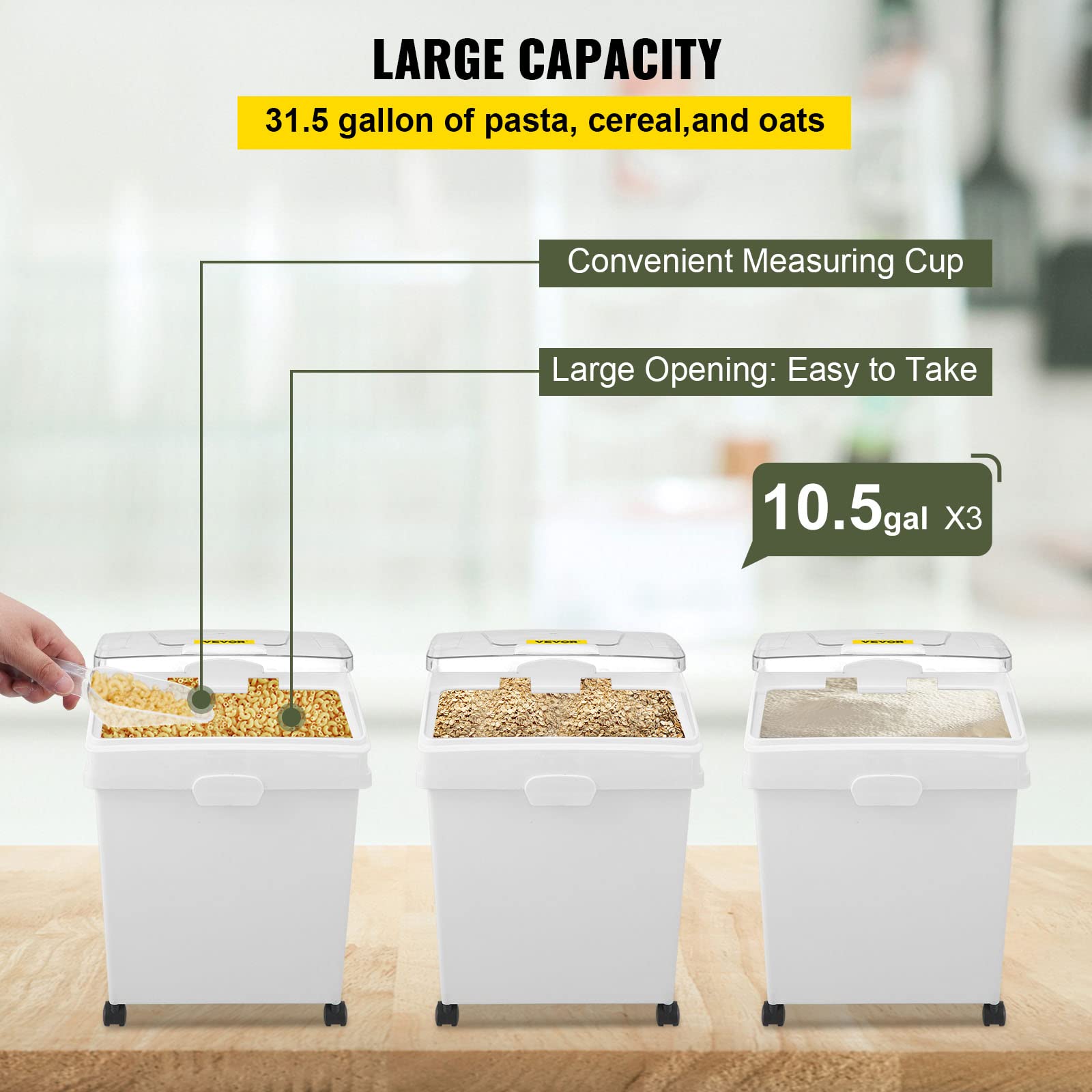 Foto 4 | Cubo De Ingredientes Vevor De 40 Litros De Capacidad Con Cuchara Y Tapa Deslizante - Venta Internacional.