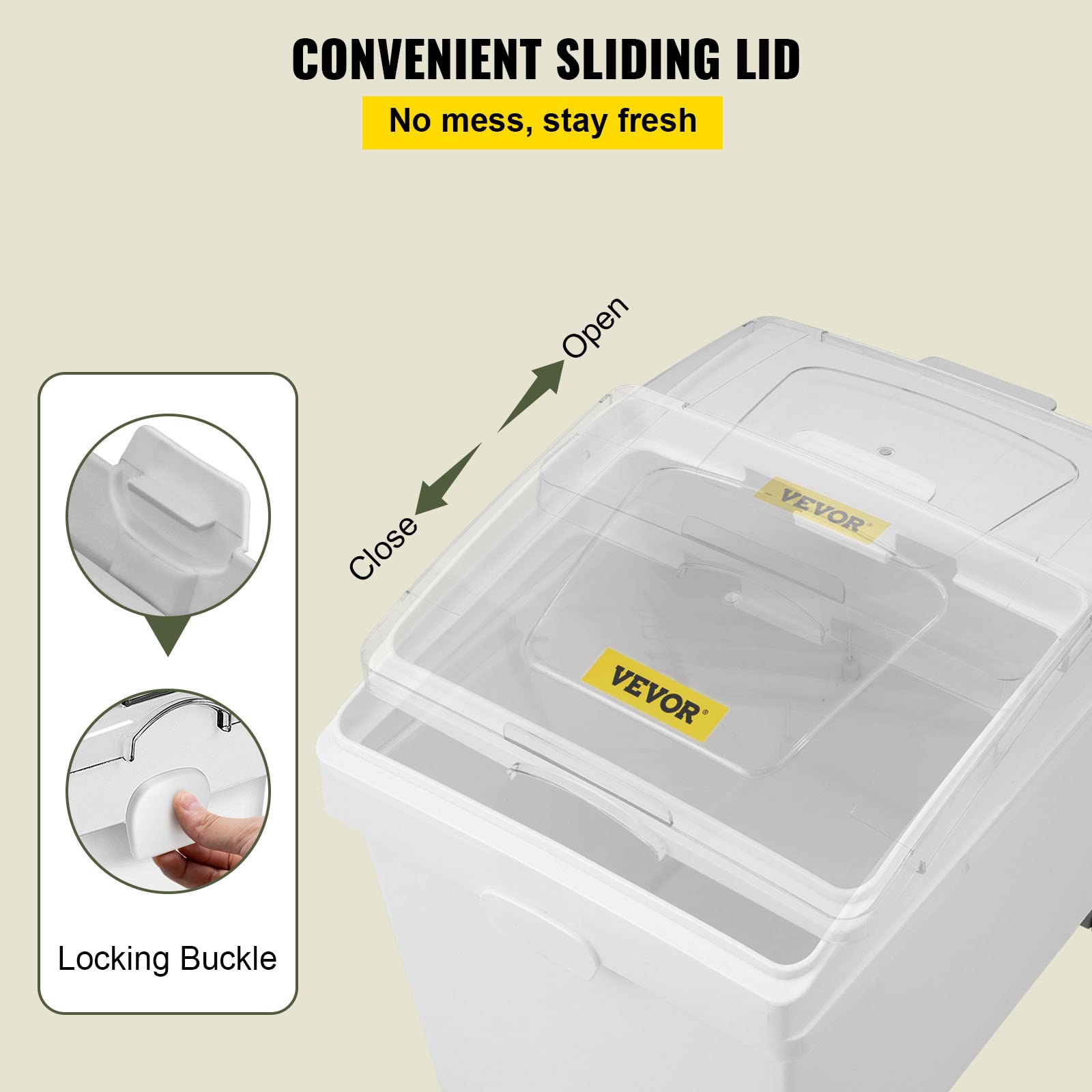 Foto 6 pulgar | Cubo De Ingredientes Vevor De 40 Litros De Capacidad Con Cuchara Y Tapa Deslizante - Venta Internacional.
