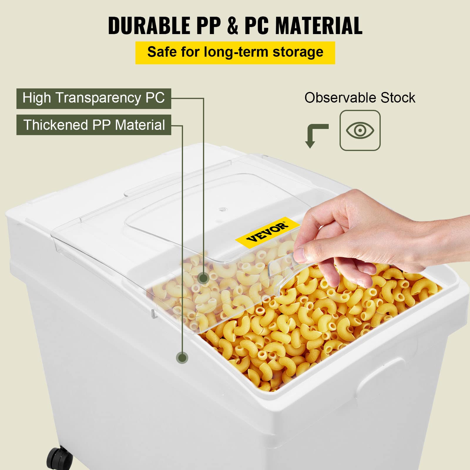 Foto 7 pulgar | Cubo De Ingredientes Vevor De 40 Litros De Capacidad Con Cuchara Y Tapa Deslizante - Venta Internacional.
