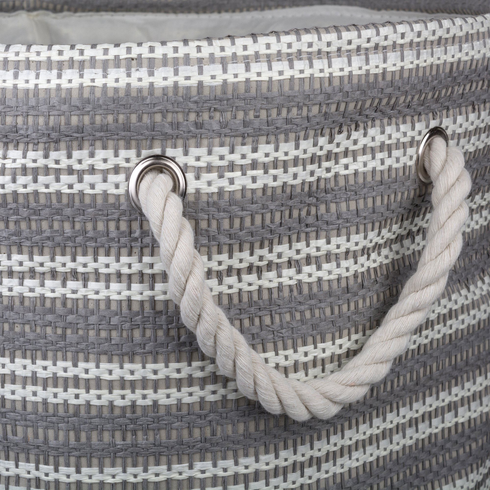 Foto 2 | Papelera De Almacenamiento Dii, Tejida, Gris Y Blanco, 30 Libras - Venta Internacional.