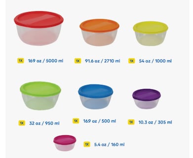 Foto 4 | 7 Contenedores De Plástico Toppers Circular De 14 Color Multicolor