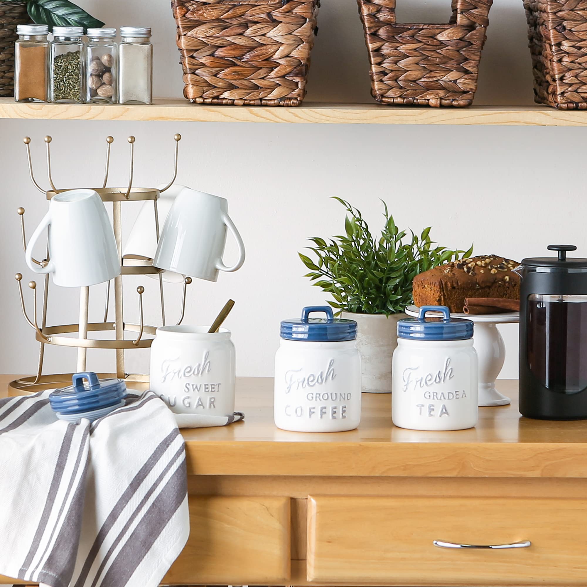 Foto 4 | Set De Bidones Dii Colección De Accesorios De Cocina Ceramics Blu - Venta Internacional.
