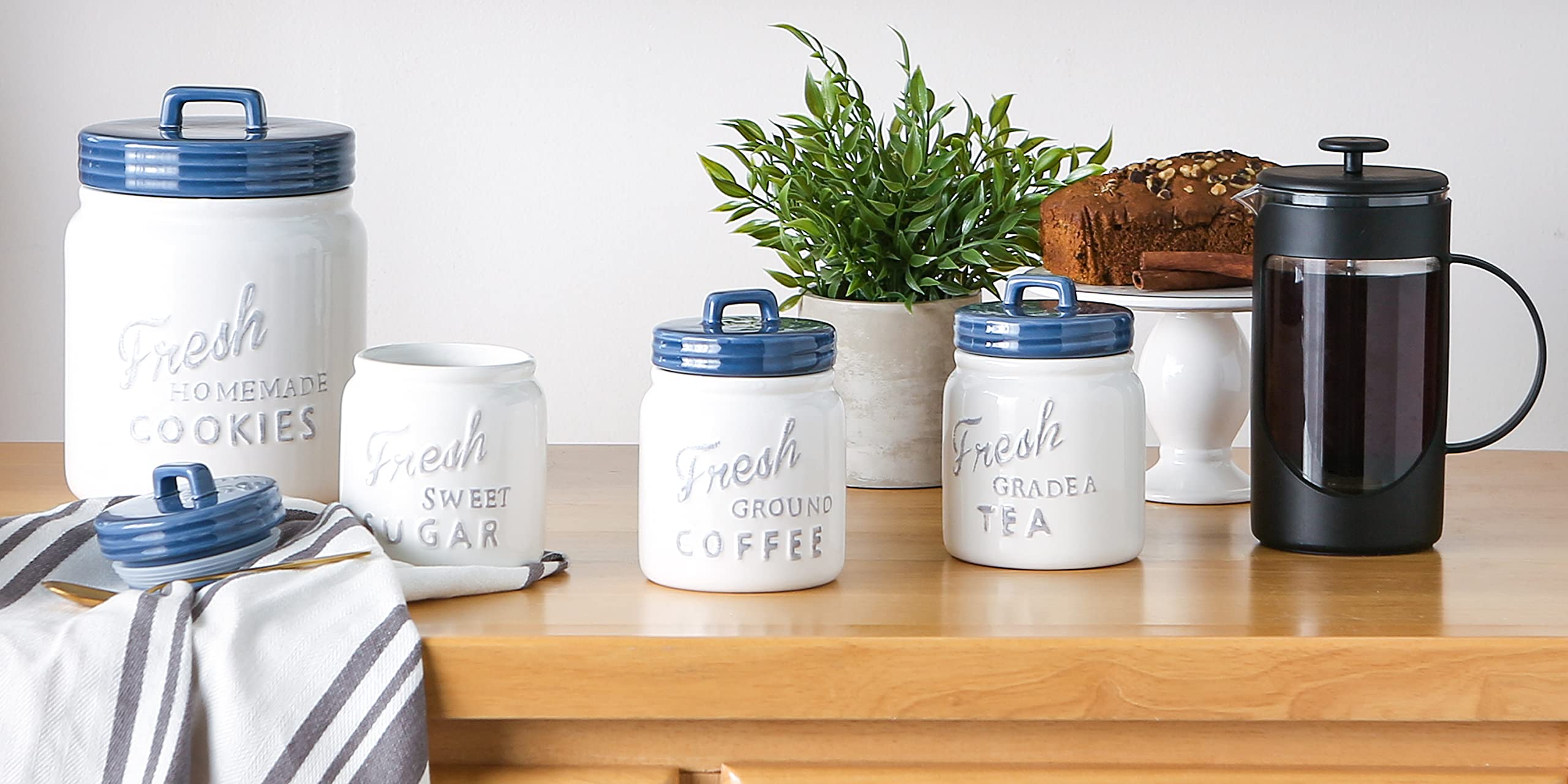 Foto 6 | Set De Bidones Dii Colección De Accesorios De Cocina Ceramics Blu - Venta Internacional.