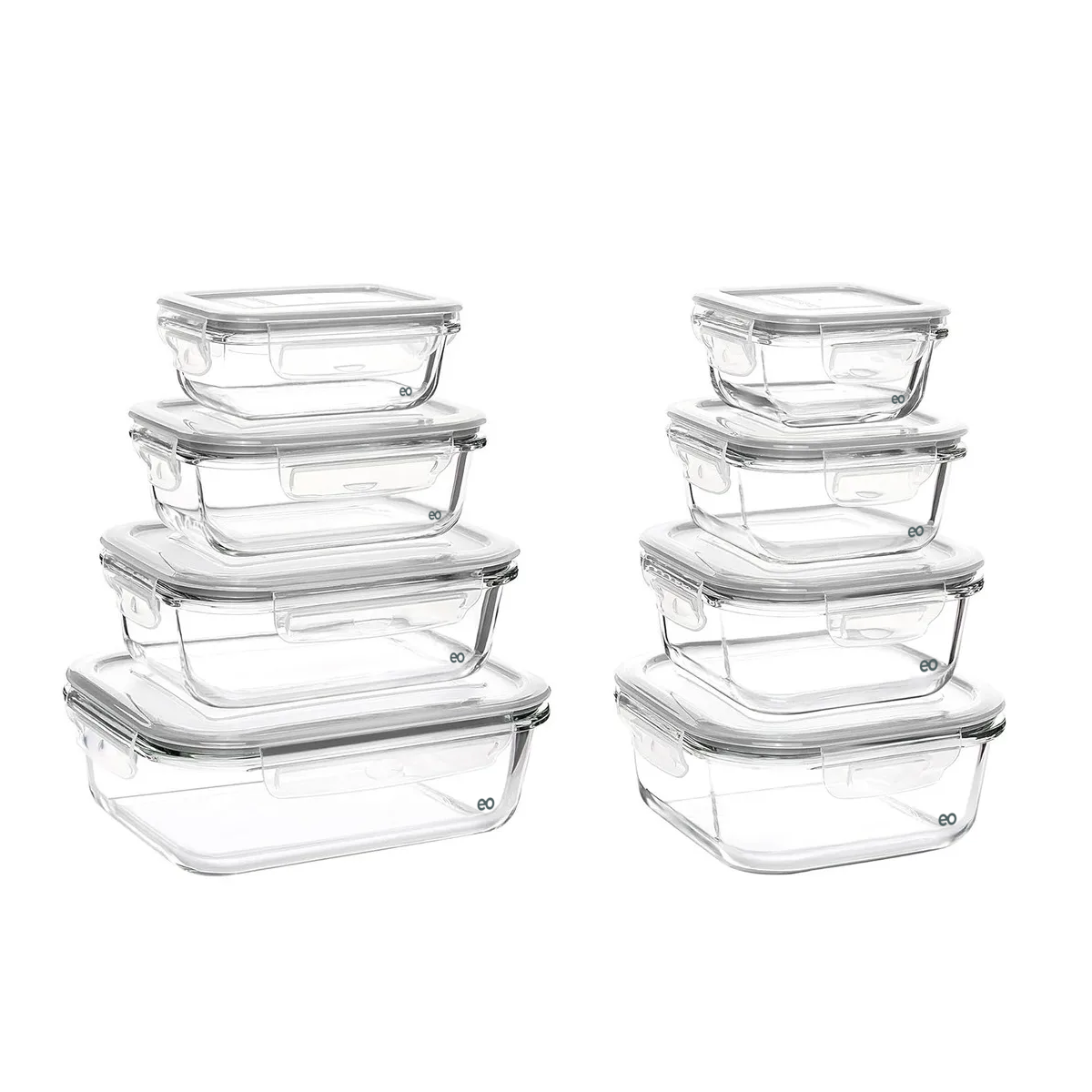 Foto 4 pulgar | Juego De 8 Recipientes Contenedores De Vidrio Herméticos Eo Safe Imports Esi-19450 Transparente
