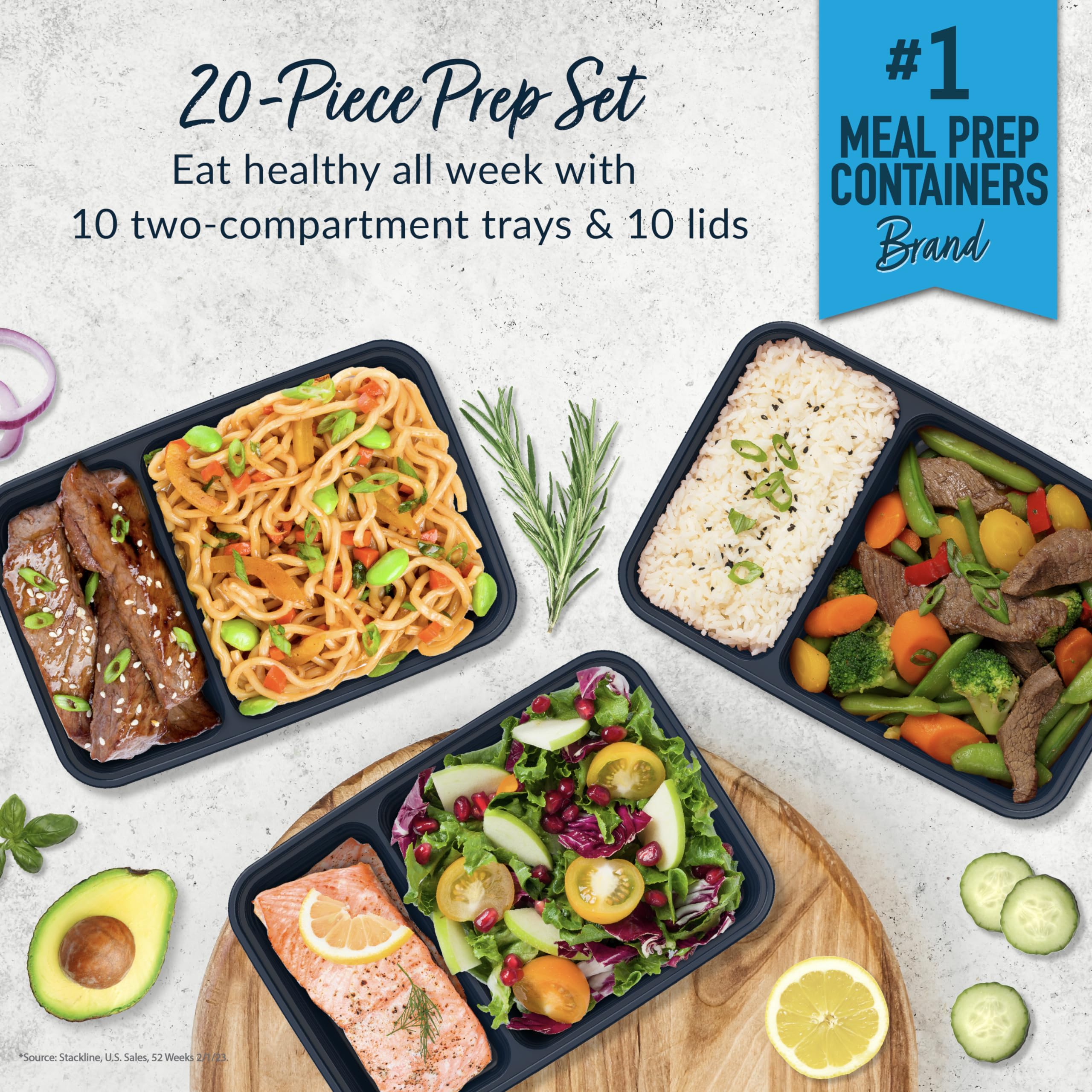 Foto 3 pulgar | Recipientes Para Preparación De Comidas Bentgo Prep, 20 Unidades, Sin Bpa, Color Azul Marino - Venta Internacional.