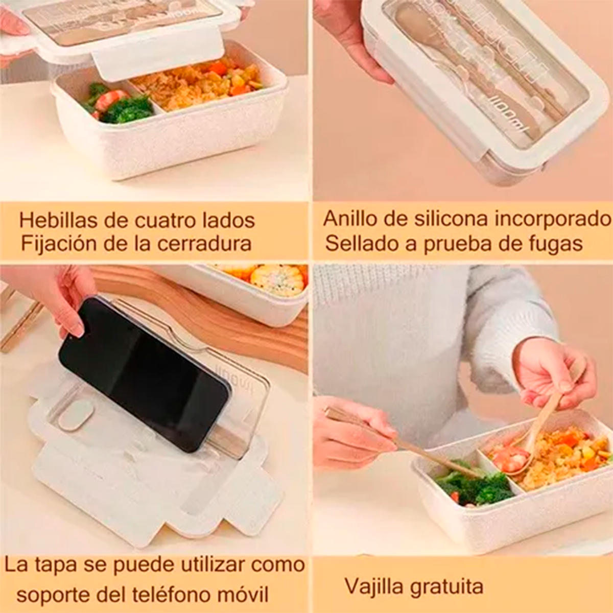 Foto 3 pulgar | Lonchera Box Lunch Fiambrera Hermética Topper Con Cubiertos