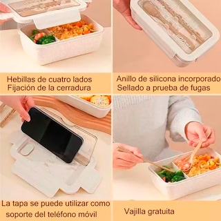 Foto 2 | Lonchera Box Lunch Fiambrera Hermética Topper Con Cubiertos