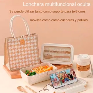 Foto 3 | Lonchera Box Lunch Fiambrera Hermética Topper Con Cubiertos
