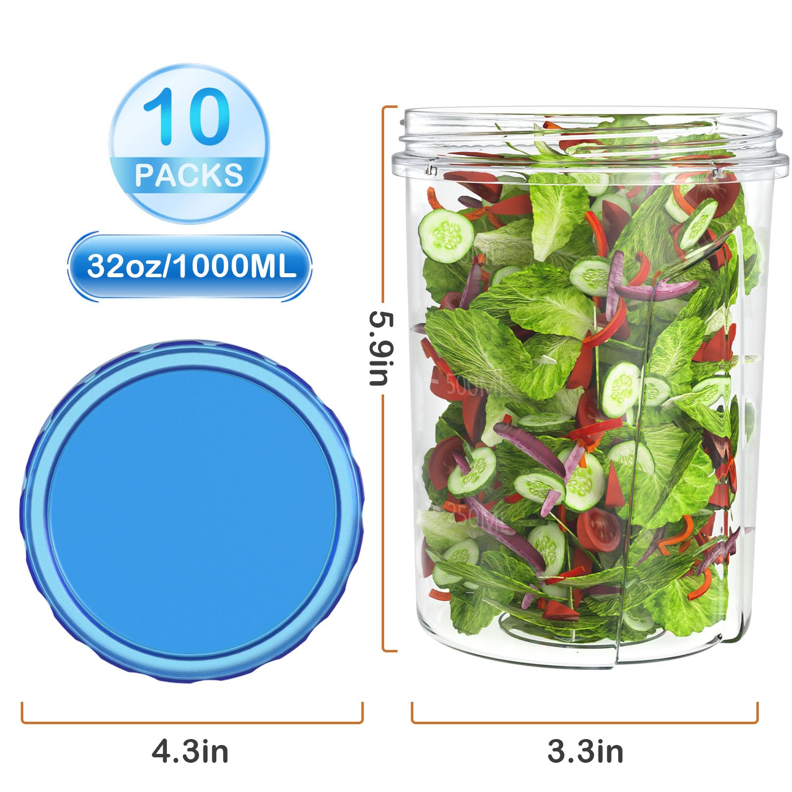 Foto 3 pulgar | [recipiente De Almacenamiento De Alimentos] Hometall, Paquete De 10, 950 Ml, Sin Bpa - Venta Internacional.