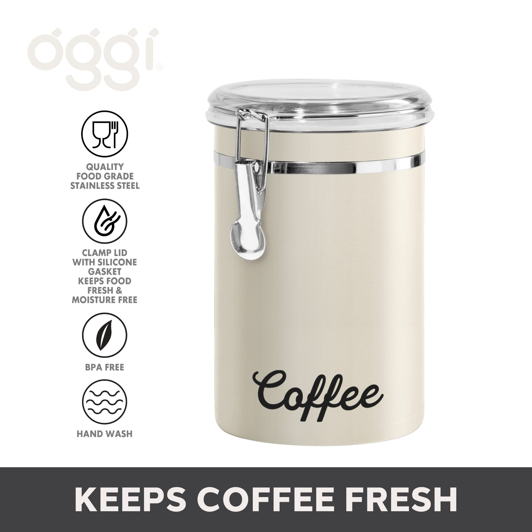 Foto 4 pulgar | Bote De Café Oggi De Acero Inoxidable, 1,8 L, Hermético, Gris Cálido - Venta Internacional.
