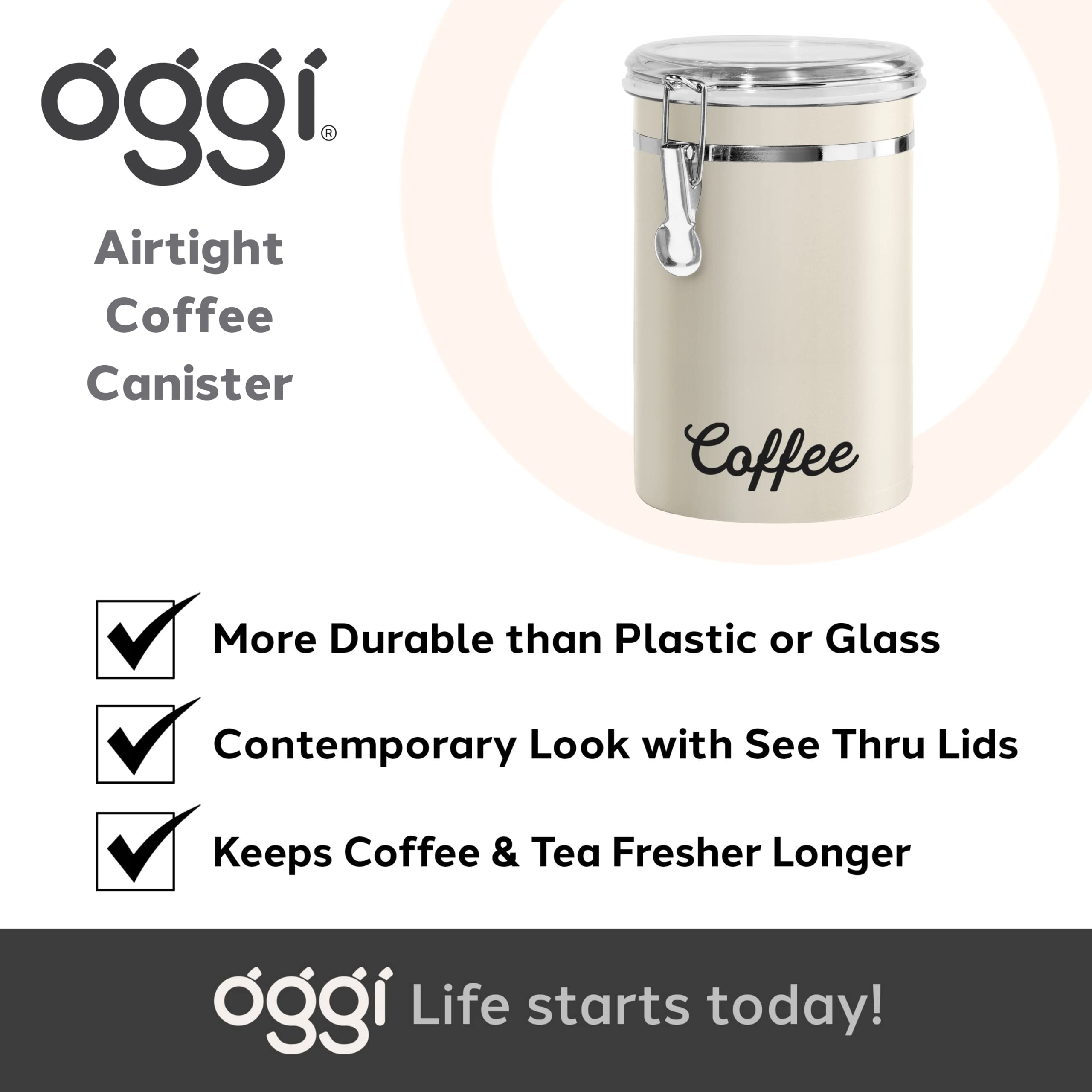 Foto 7 | Bote De Café Oggi De Acero Inoxidable, 1,8 L, Hermético, Gris Cálido - Venta Internacional.