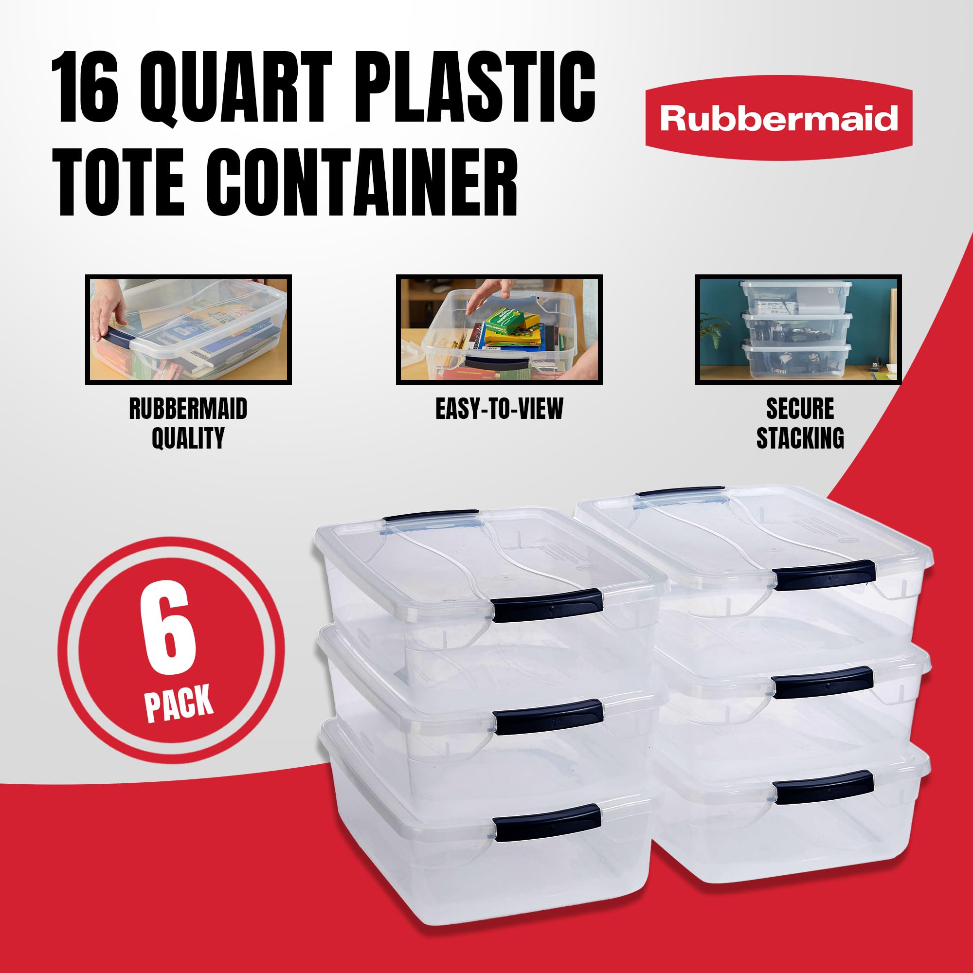 Foto 4 pulgar | Contenedores De Almacenamiento Rubbermaid Cleverstore 17 L (paquete De 6) - Venta Internacional.