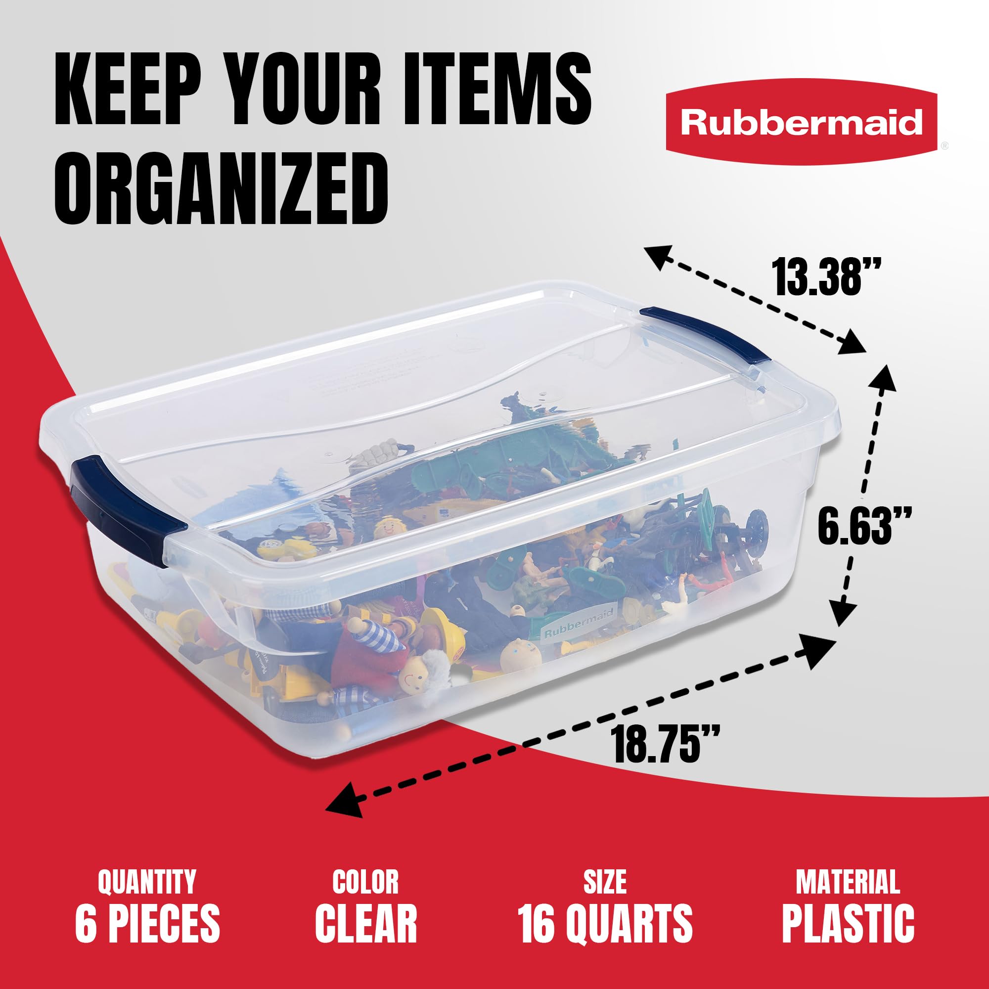 Foto 5 pulgar | Contenedores De Almacenamiento Rubbermaid Cleverstore 17 L (paquete De 6) - Venta Internacional.