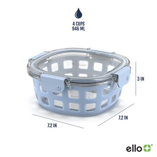 Foto 3 | Recipiente Para Preparación De Comidas Ello Duraglass De 1 Litro Con Funda De Silicona, Azul - Venta Internacional.