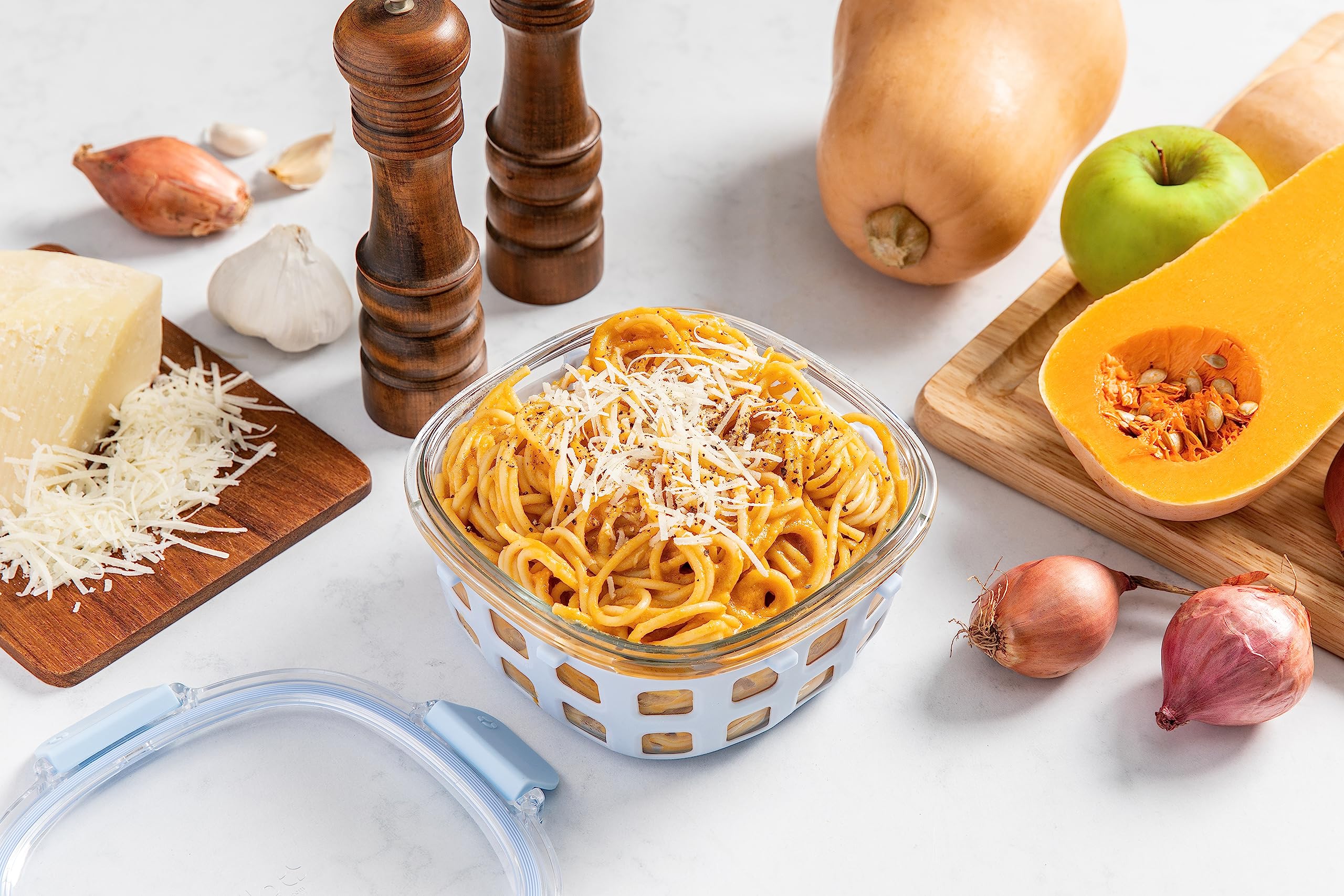 Foto 6 | Recipiente Para Preparación De Comidas Ello Duraglass De 1 Litro Con Funda De Silicona, Azul - Venta Internacional.