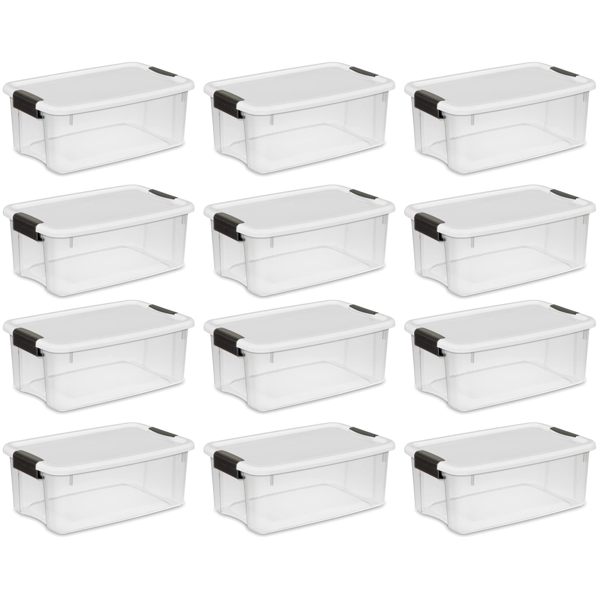 Caja De Almacenamiento Sterilite Ultra Latch De 18 Litros, Apilable, Paquete De 12 Unidades, Transparente - Vent