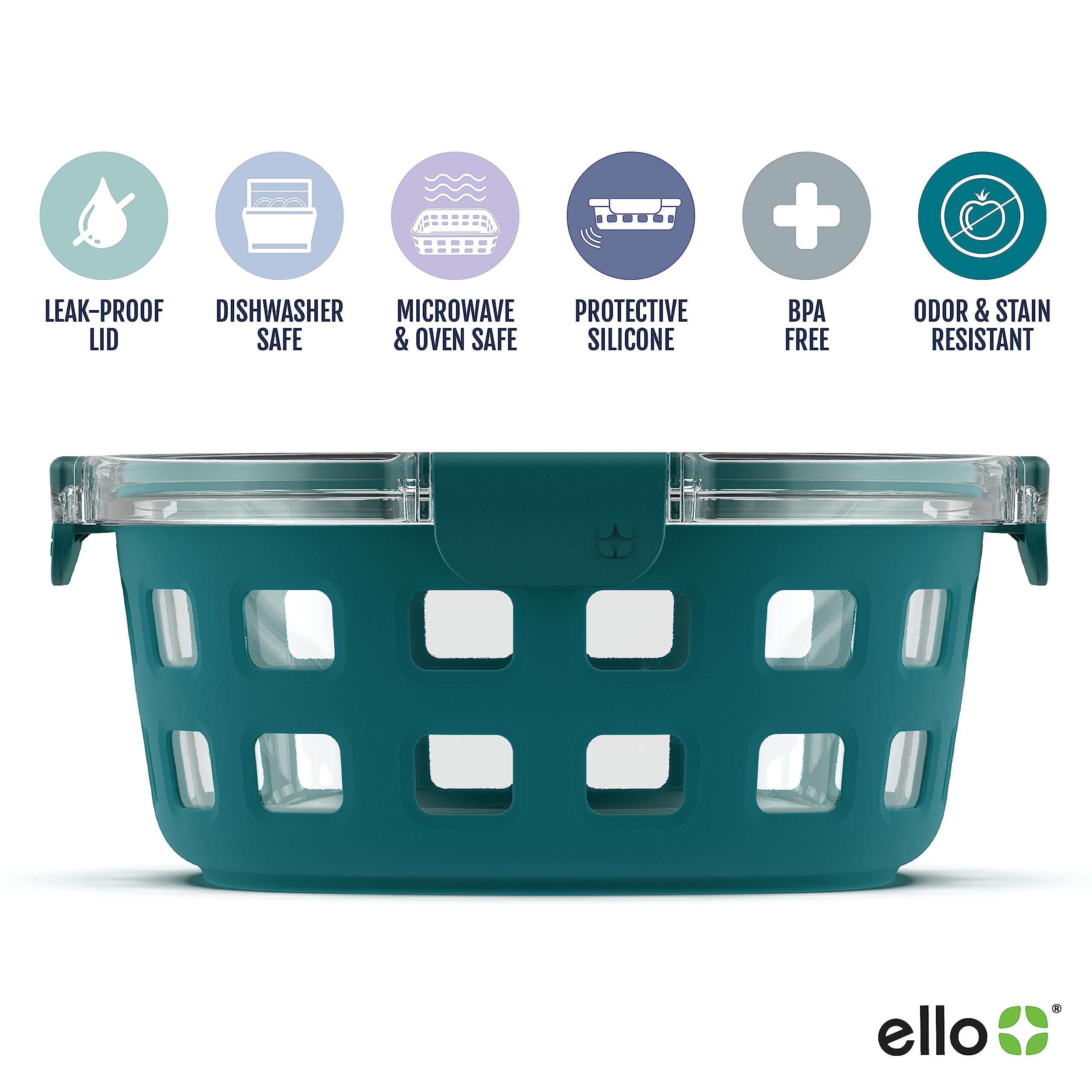 Foto 3 pulgar | Recipiente Para Preparación De Comidas Ello Duraglass De 1,7 L Con Funda De Silicona - Venta Internacional.