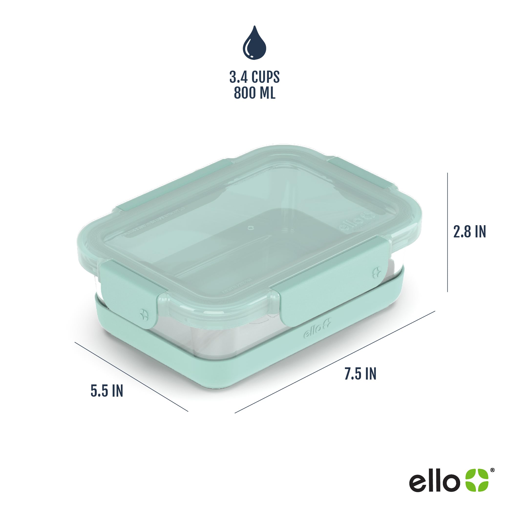 Foto 4 pulgar | Recipiente De Vidrio Para Almacenamiento De Alimentos Ello Duraglass, 800 Ml, Paquete De 5 - Venta Internacional.