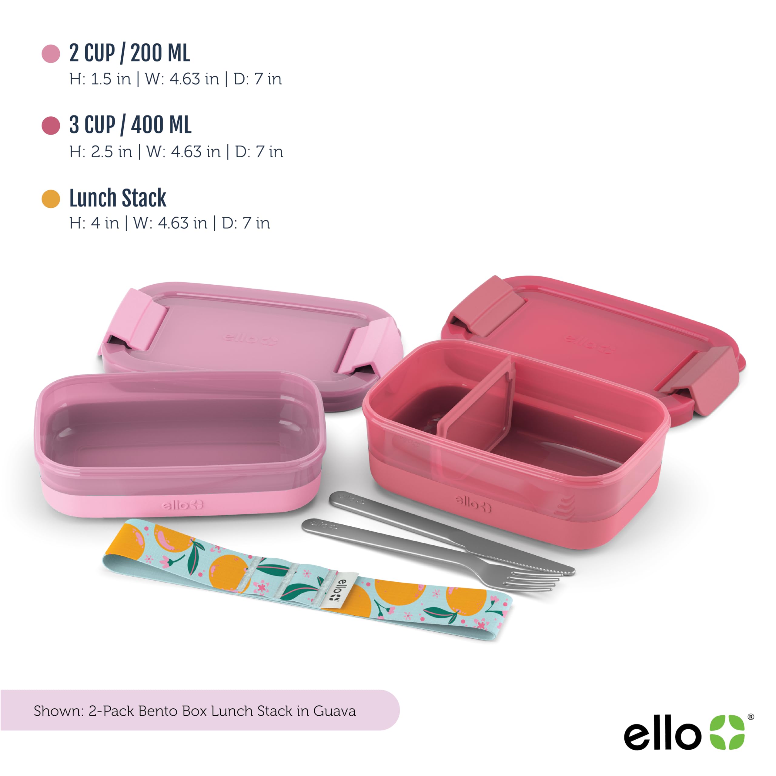 Foto 5 pulgar | Recipiente Para Almacenamiento De Alimentos Ello Lunch Stack, Paquete De 2 Unidades, Color Guayaba - Venta Internaciona