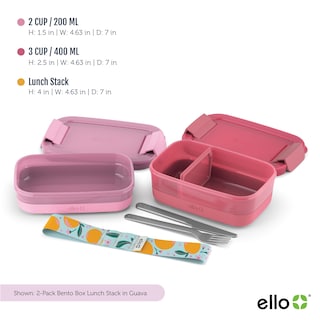 Foto 4 | Recipiente Para Almacenamiento De Alimentos Ello Lunch Stack, Paquete De 2 Unidades, Color Guayaba - Venta Internaciona