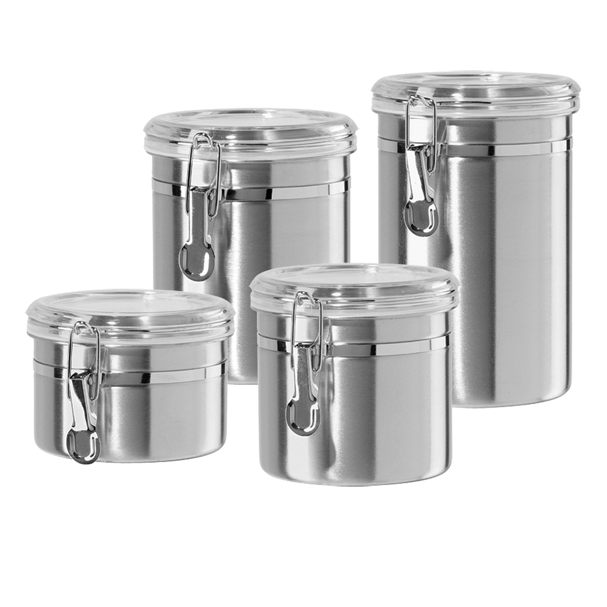 Juego De 4 Botes De Cocina Oggi De Acero Inoxidable, Herméticos, 770 Ml - Venta Internacional.