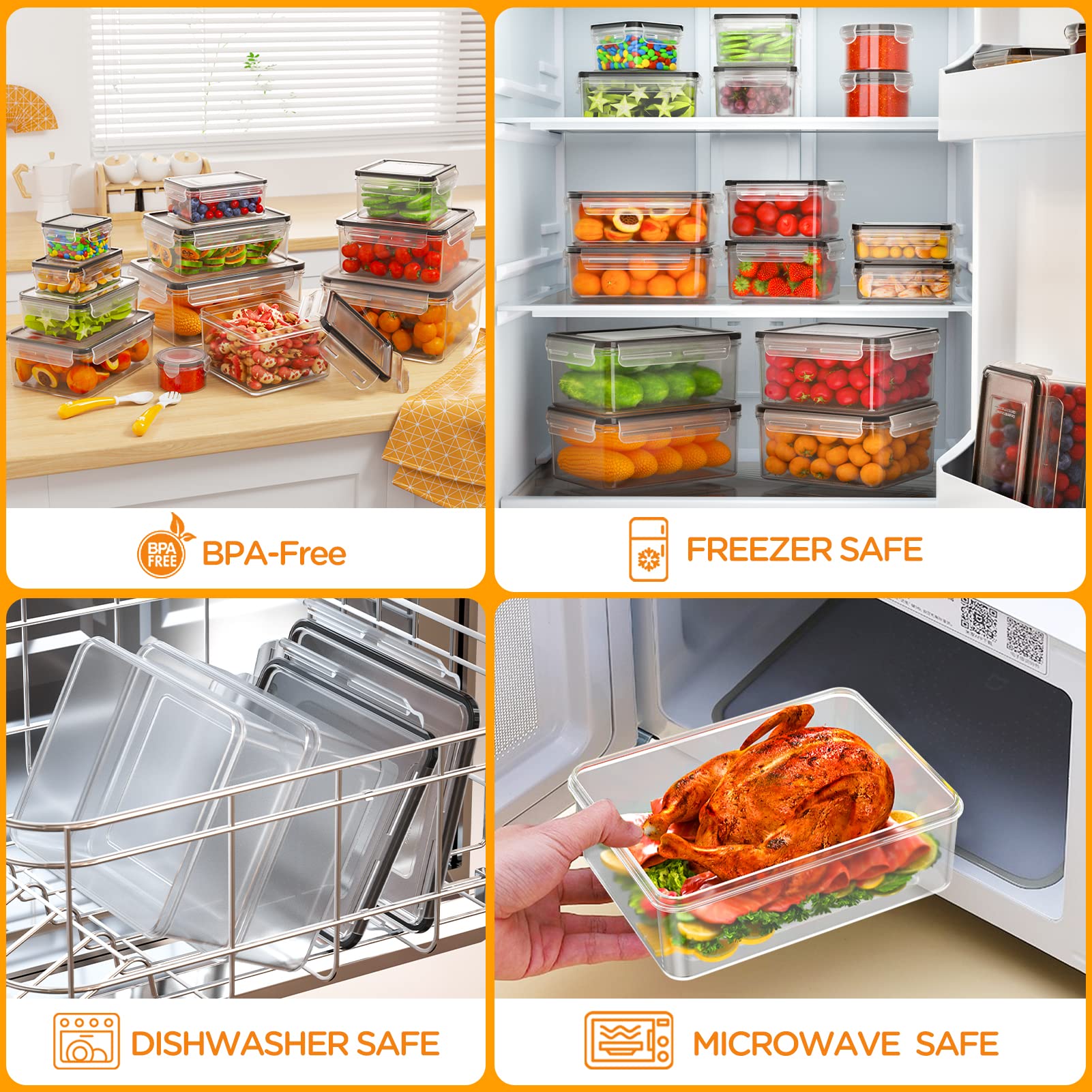 Foto 7 pulgar | Juego De Recipientes De Almacenamiento De Alimentos Hometall, 52 Piezas, Herméticos - Venta Internacional.