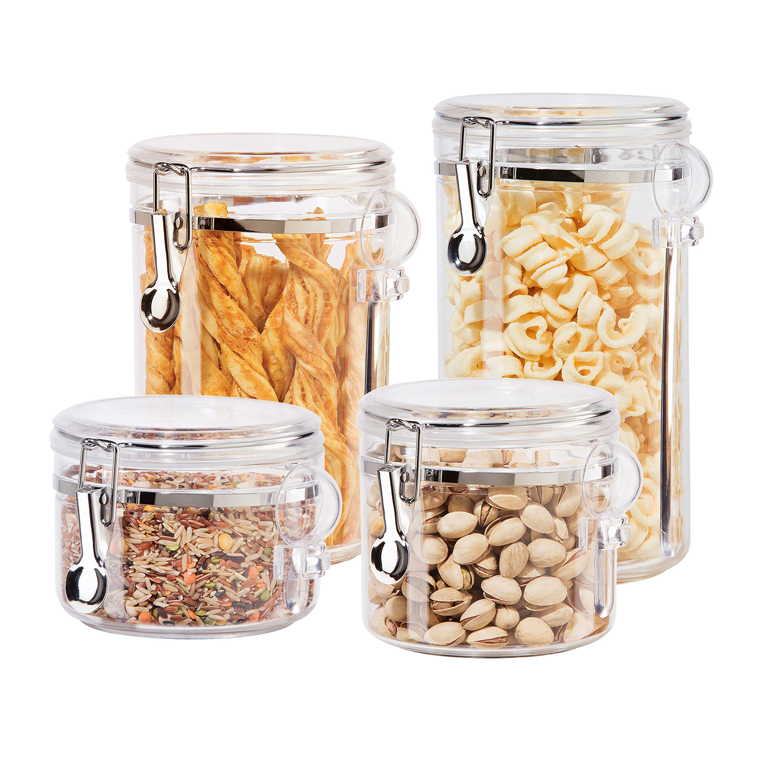 Foto 2 pulgar | Juego De Botes Oggi Clear De 4 Piezas Con Tapas Y Cucharas Con Abrazadera De 1 L, 1,1 L, 1,7 L Y 2,1 L - Venta Inte