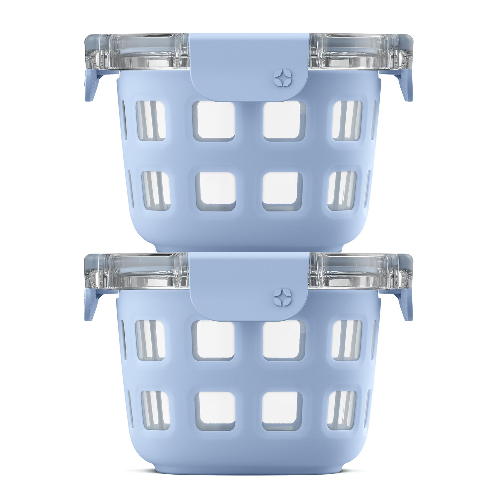 Recipiente De Vidrio Ello Duraglass, Paquete De 2 Unidades, 500 Ml Con Tapas Halógenas, Azul - Venta Internacional.