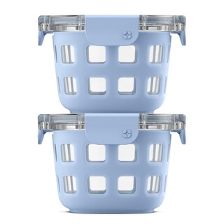 Foto 1 | Recipiente De Vidrio Ello Duraglass, Paquete De 2 Unidades, 500 Ml Con Tapas Halógenas, Azul - Venta Internacional.
