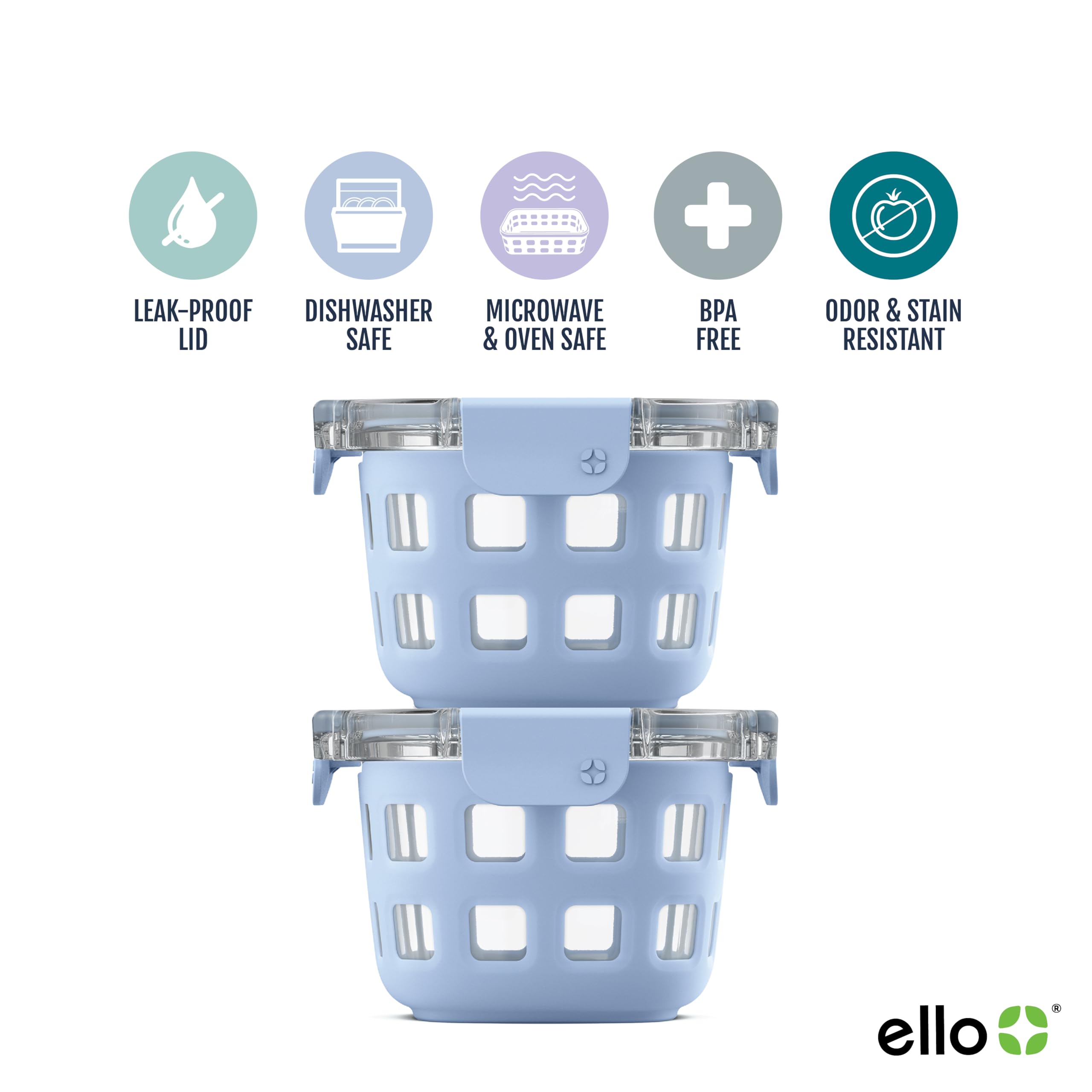 Foto 4 pulgar | Recipiente De Vidrio Ello Duraglass, Paquete De 2 Unidades, 500 Ml Con Tapas Halógenas, Azul - Venta Internacional.