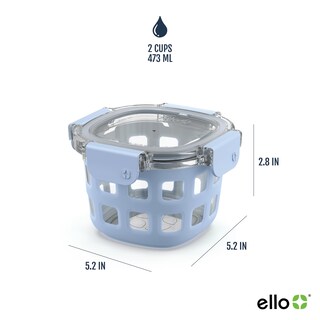 Foto 4 | Recipiente De Vidrio Ello Duraglass, Paquete De 2 Unidades, 500 Ml Con Tapas Halógenas, Azul - Venta Internacional.