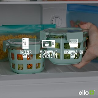 Foto 5 | Recipiente De Vidrio Ello Duraglass, Paquete De 2 Unidades, 500 Ml Con Tapas Halógenas, Azul - Venta Internacional.