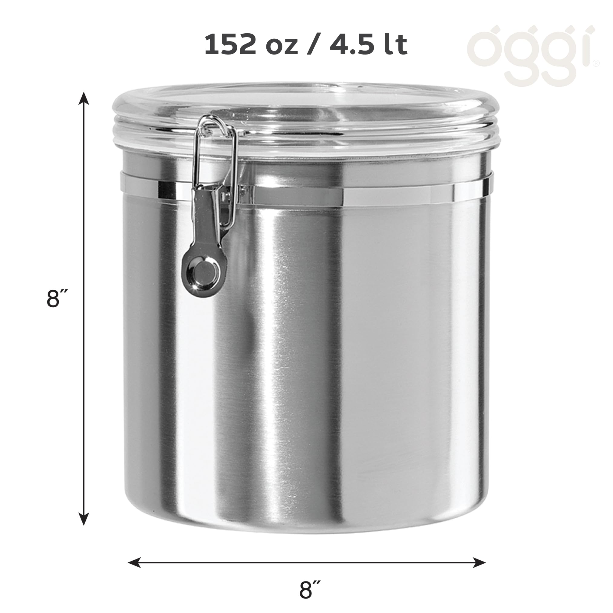 Foto 6 pulgar | Bidón De Cocina Oggi De Acero Inoxidable, 4,5 L/152 Fl Oz, Hermético - Venta Internacional.